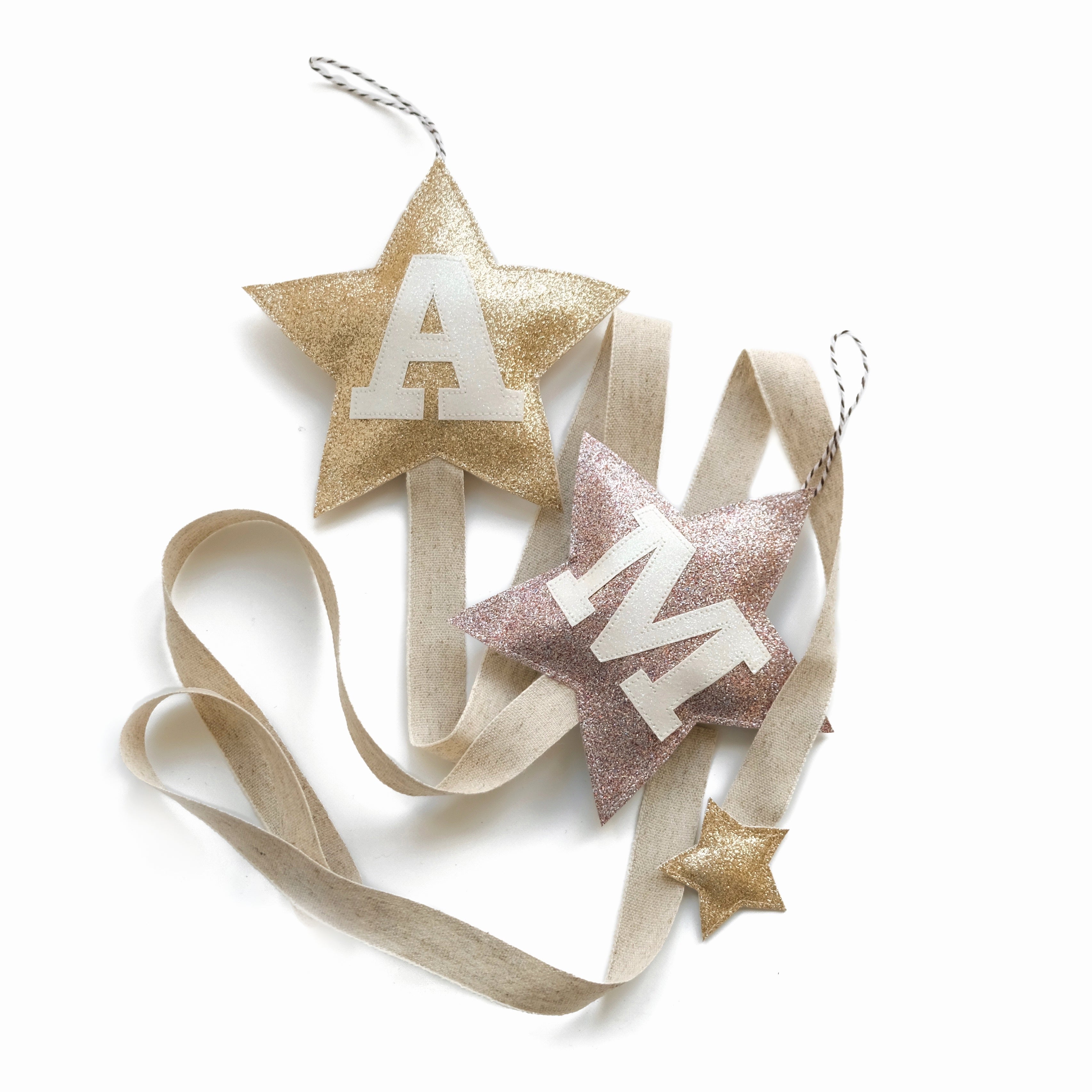 Custom hair  accessory  holders with sew-on initials.