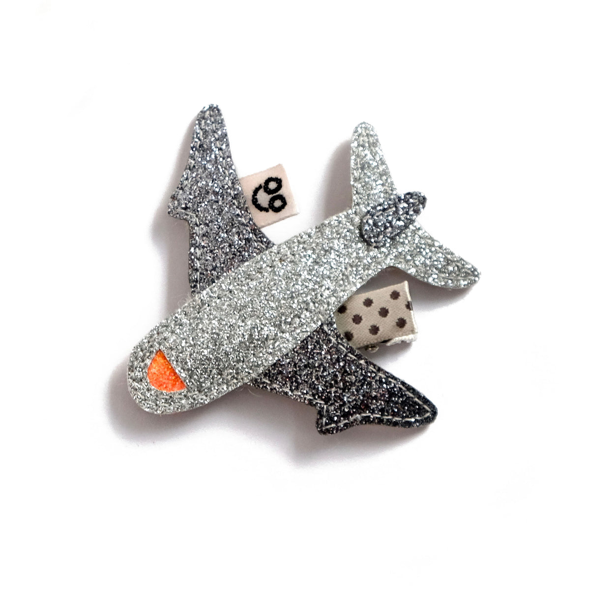 Silver hair clip airplane for fashionable toddler girls.