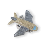 This handcrafted hair clip in the shape of an airplane will spruce up any hair style and give it a touch of glamour.