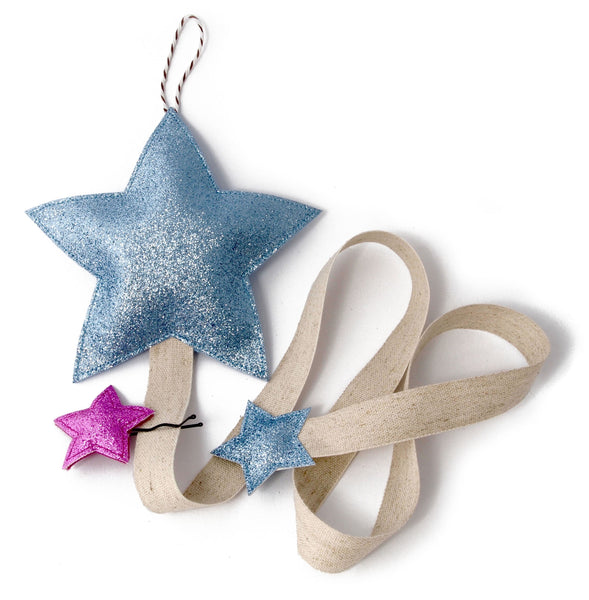 Star shaped hair bow holder in sky blue color.  Handmade in Switzerland.