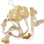 Cloud shaped hair clip organizer in gold.