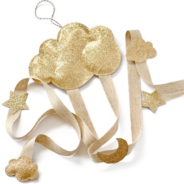 Stylish cloud shaped hair clip organizer in gold.