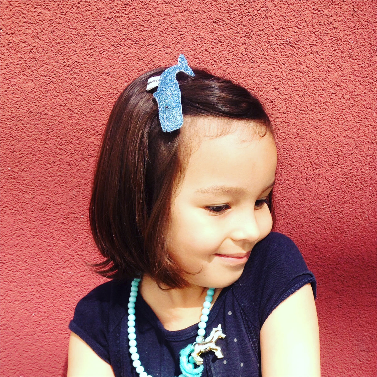 Your little girl will look adorable with our sparkly whale hair clip.