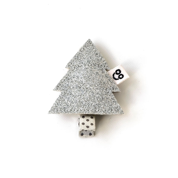 Pine tree hair clip in silver.