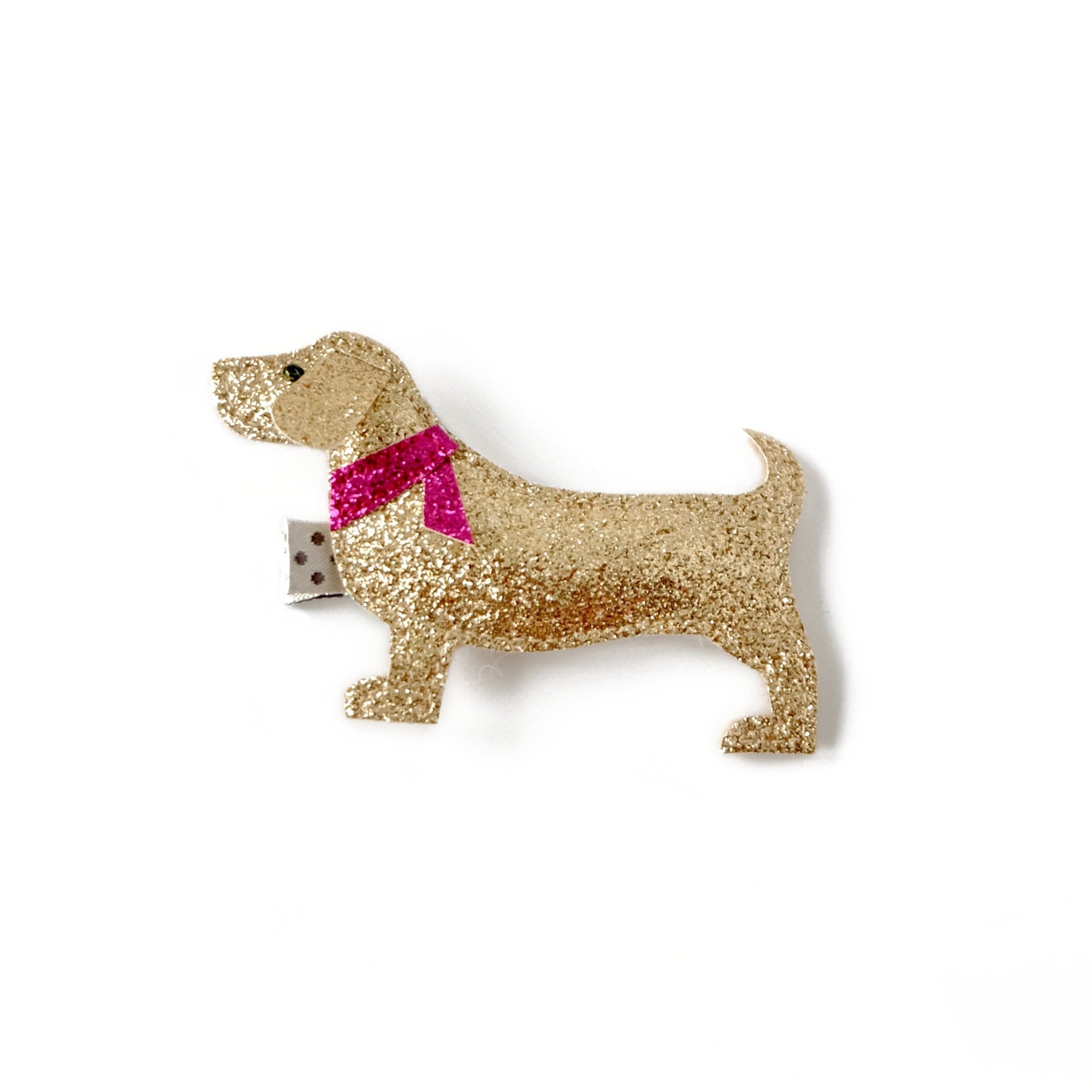 Wiener Dog with Red Necktie  Hair Clip
