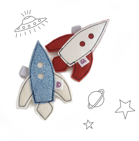 These adorable space ship hair clips are a long time staple in our store.  Adored by little explorers for many years.