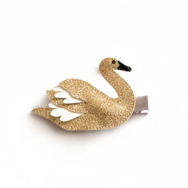 Gorgeous gold swan hair clip for your little prima ballerina.